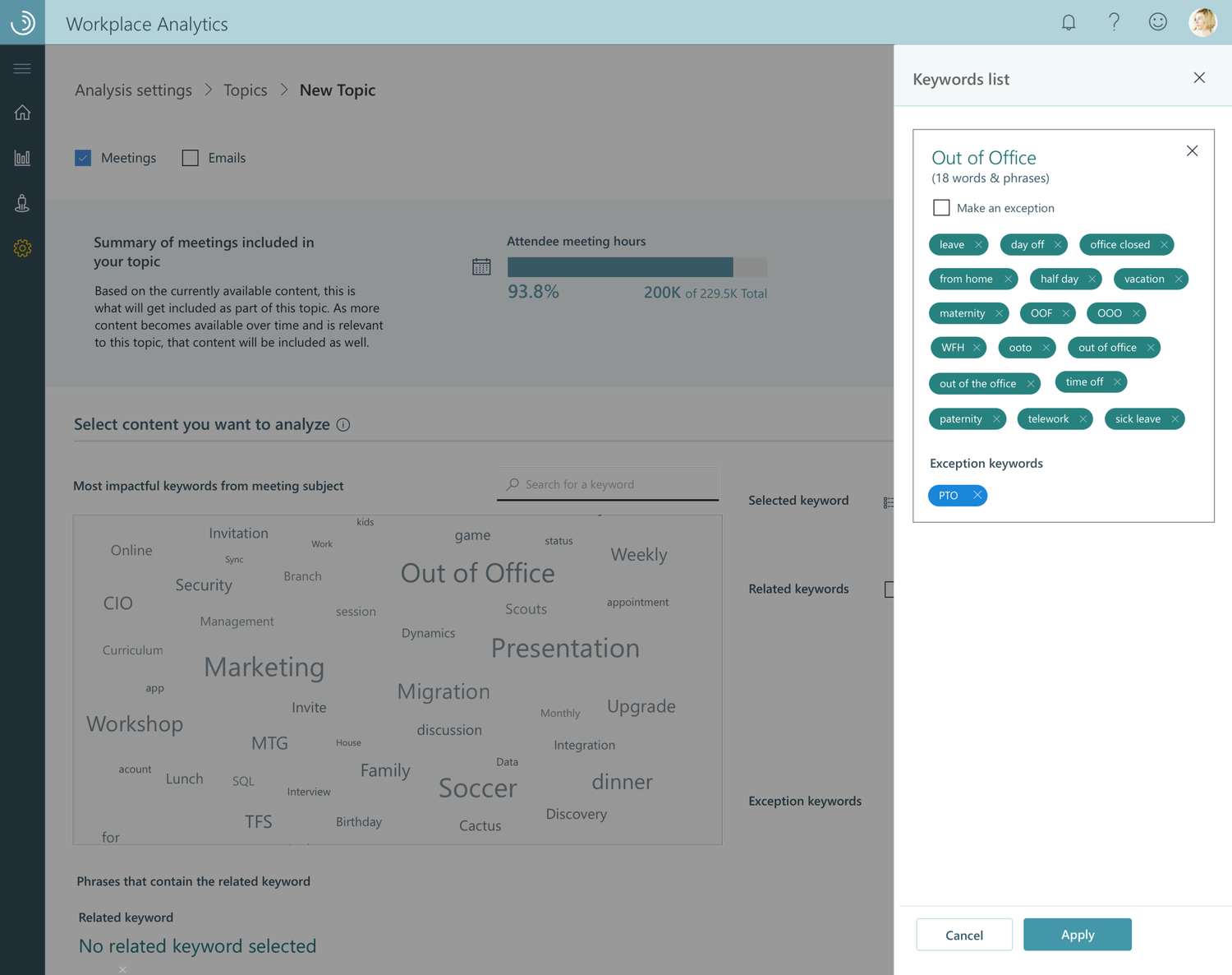 Step 2 — add to keyword list