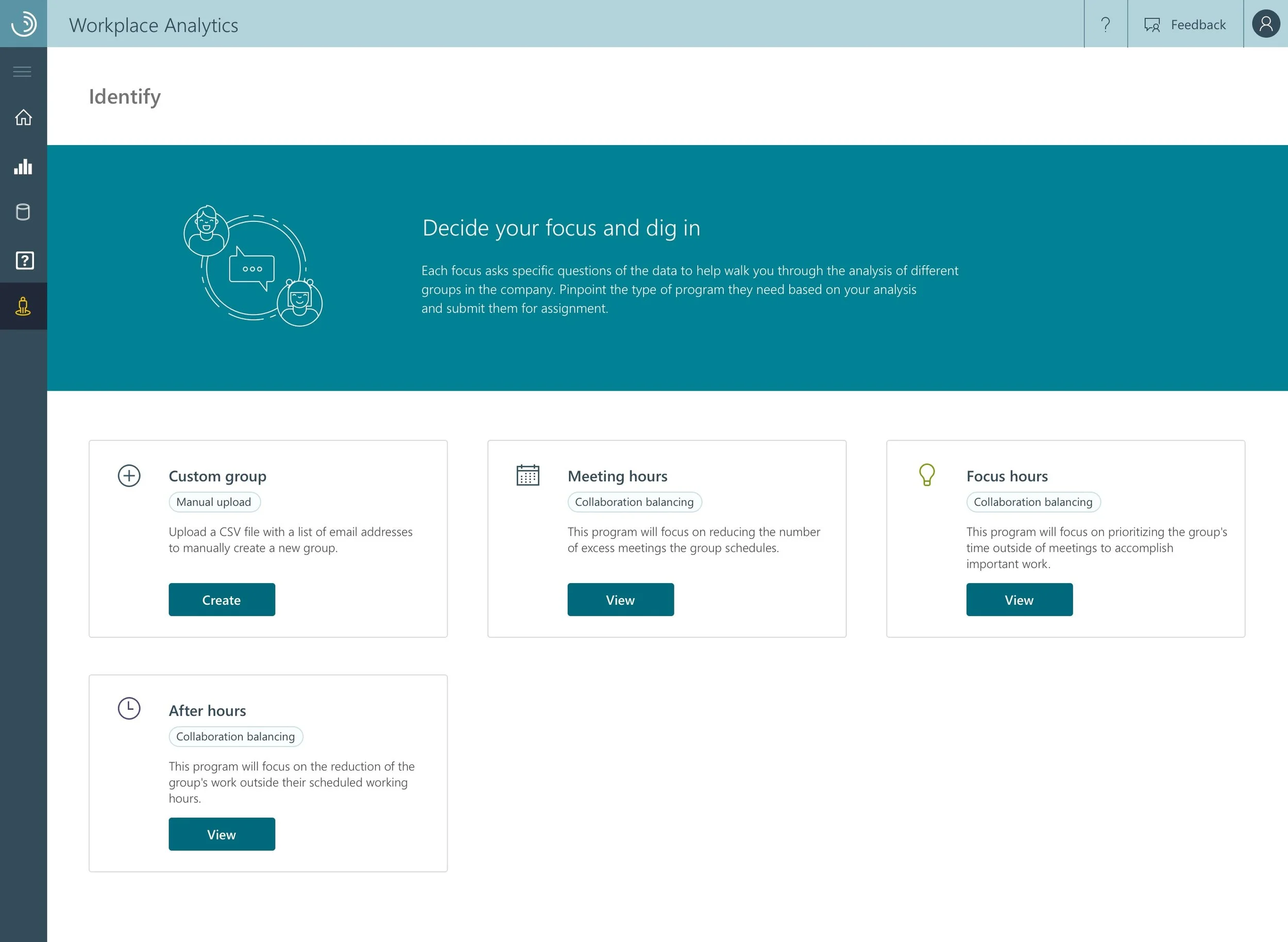 Admin identify interface for identifying and configuring user groups and permissions