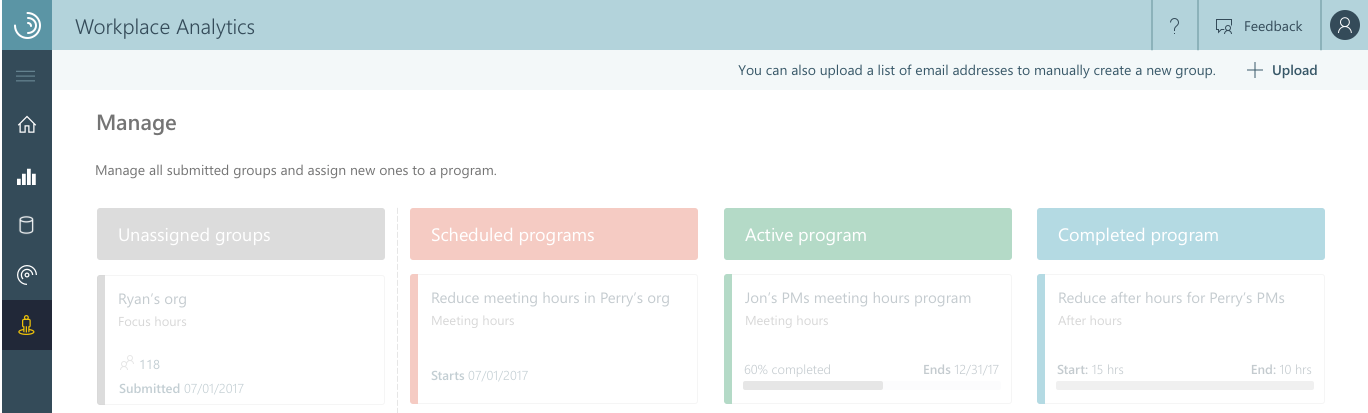 Workplace Analytics — programs, analytics, and nudges